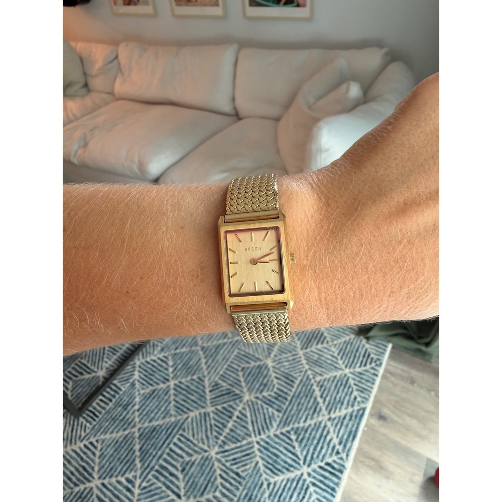 Breda Virgil Small Tether Gold Mesh Rectangular Watch 1758a Japanese Movement